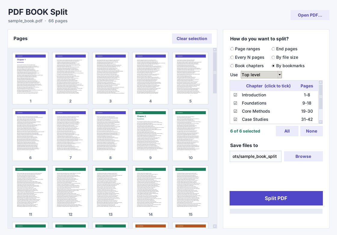 Pick chapters from bookmarks